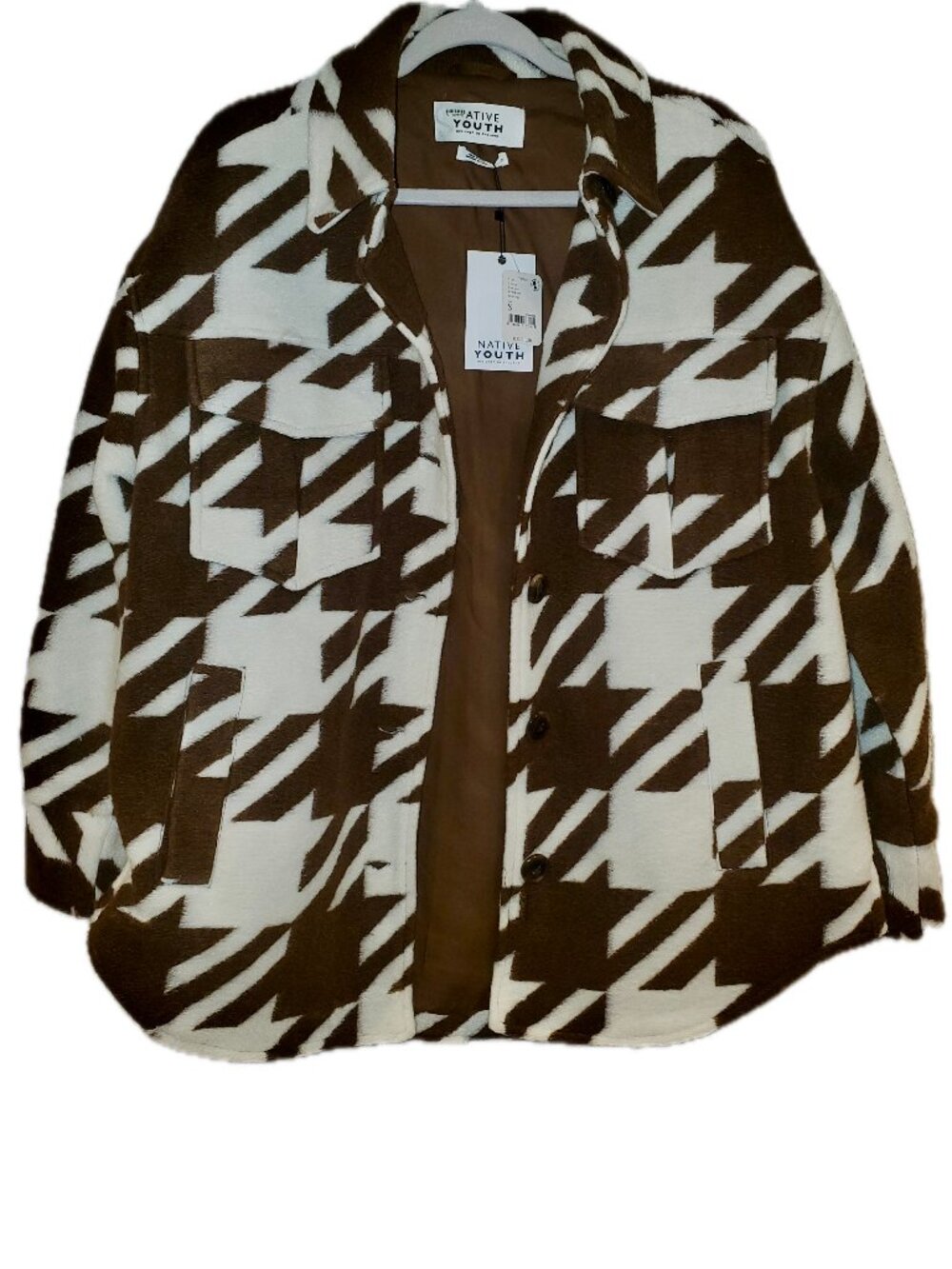 (Free People tag) - Native Youth Jerrod Houndstooth Shacket Small